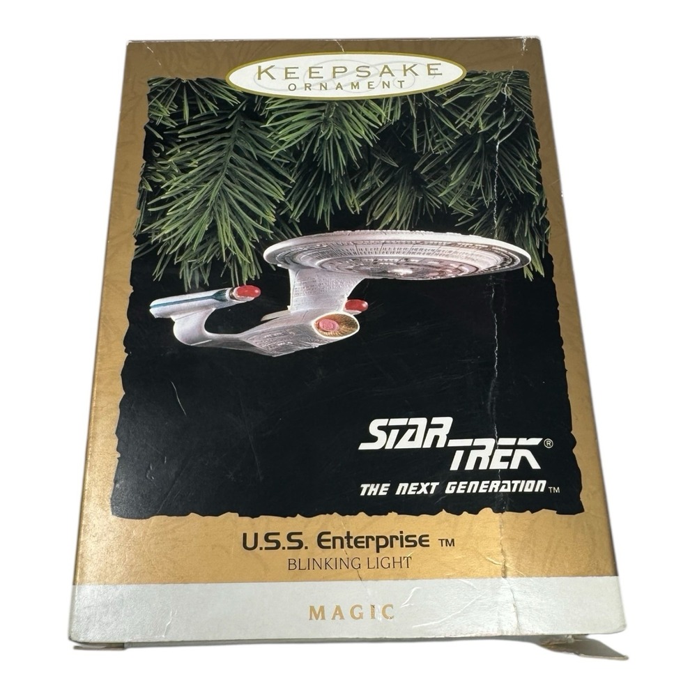 🔥STAR TREK 🚀U.S.S.ENTERPRISE VNTG. 90s HALLMARK MAGIC BLINKING LIGHT PARAMOUNT